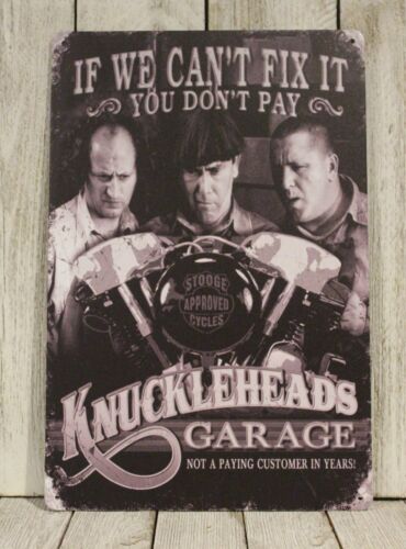 Auto Repair Shops - Knuckleheads Garage Tin Metal Sign 3