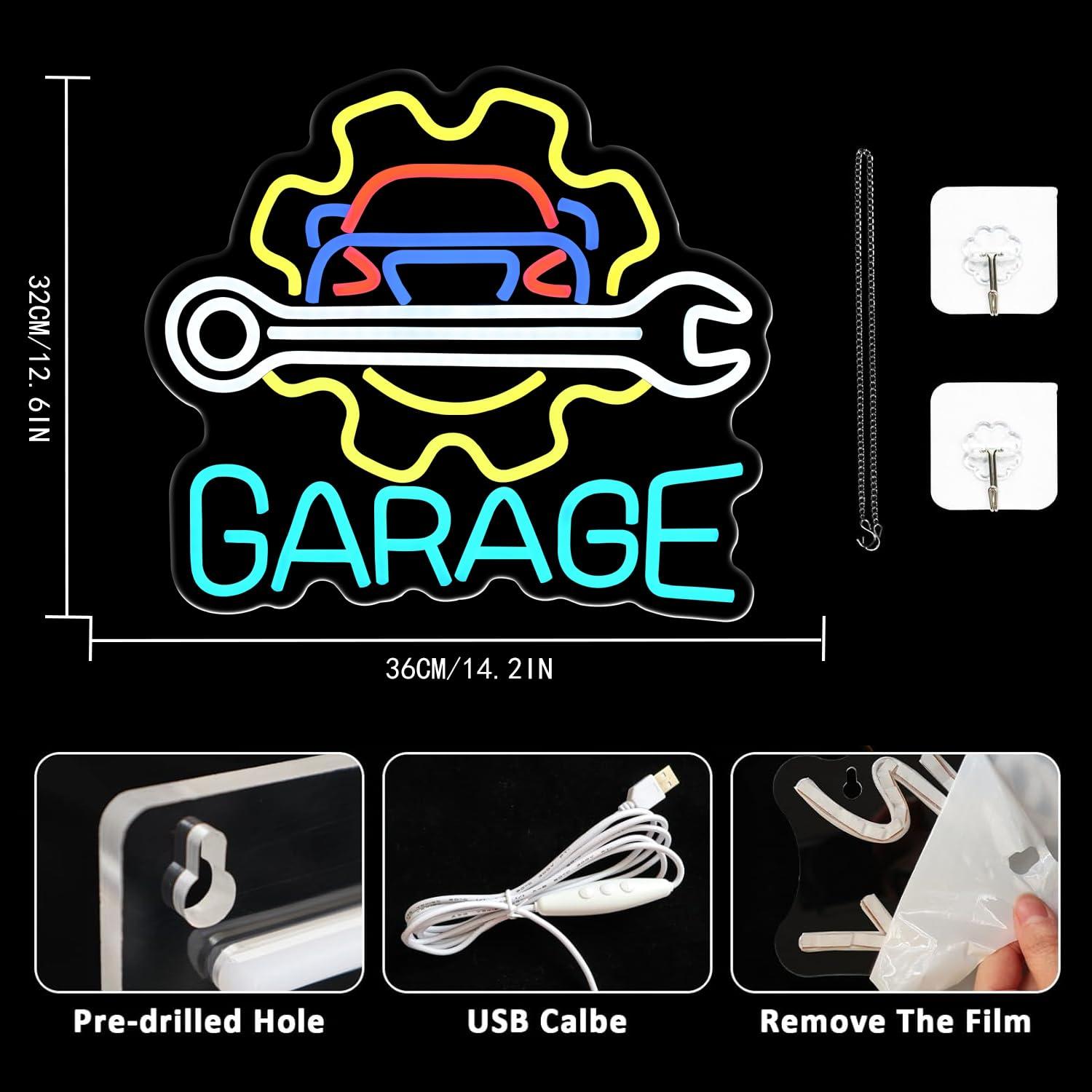 Garage Neon Sign USB Powered L - Auto Repair Shops 评论和价格